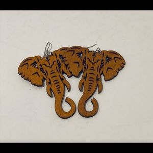 Elephant shaped wooden earrings